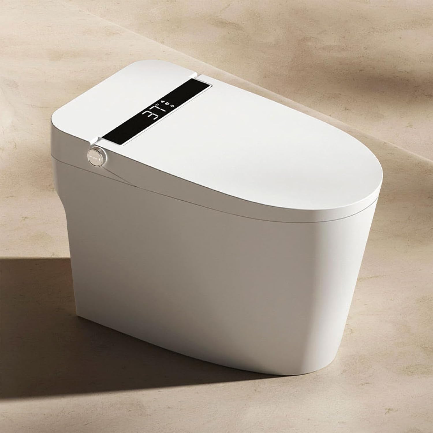 BONSAM Smart Toilet with Auto Flushing, Modern Toilet with Bidet Built In, Warm Water&Dryer, Self-Cleaning Heated Seat Toilet with Remote Control for Seniors & Families.