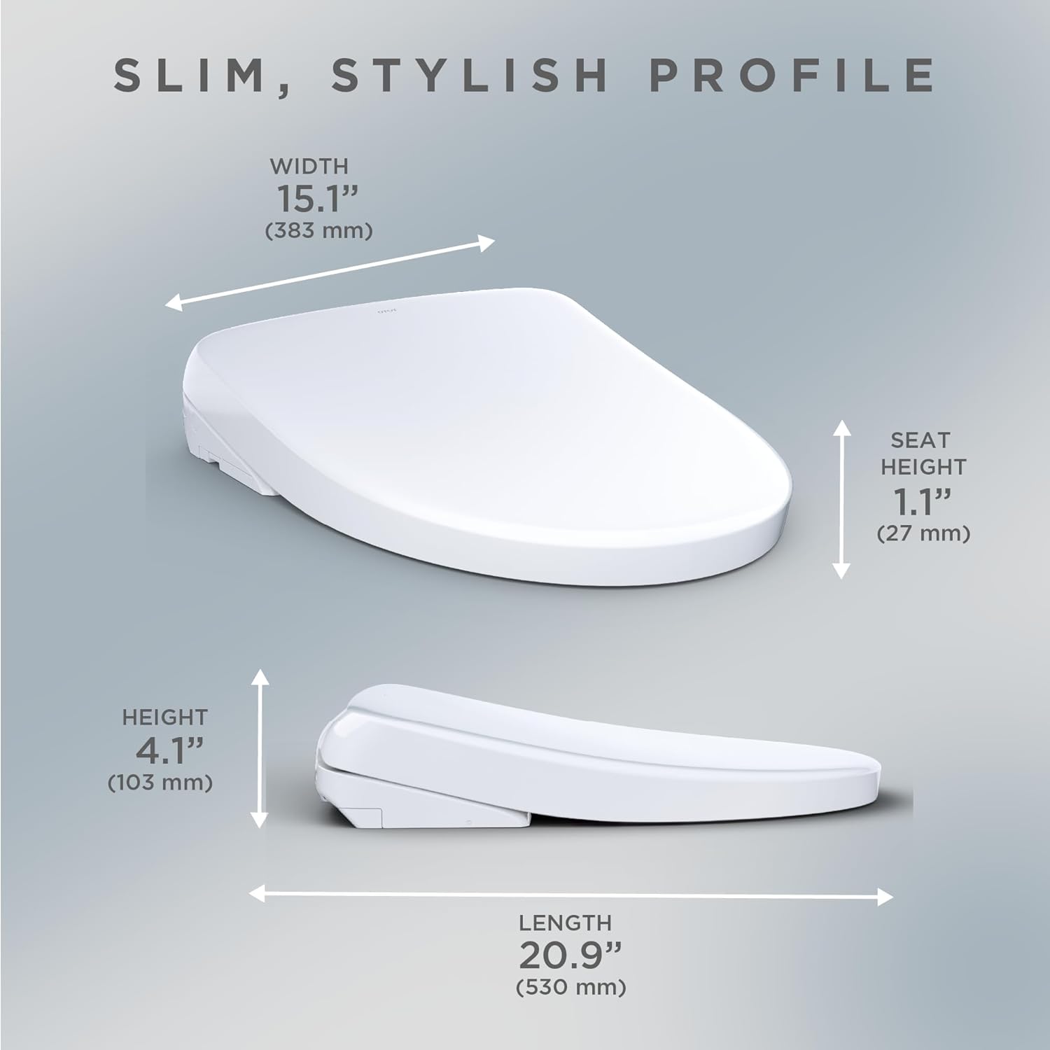 TOTO® WASHLET®+ S7 Electronic Bidet Toilet Seat with EWATER+® Bowl and Wand Cleaning and Contemporary Lid, Elongated, Cotton White - SW4726AT40#01