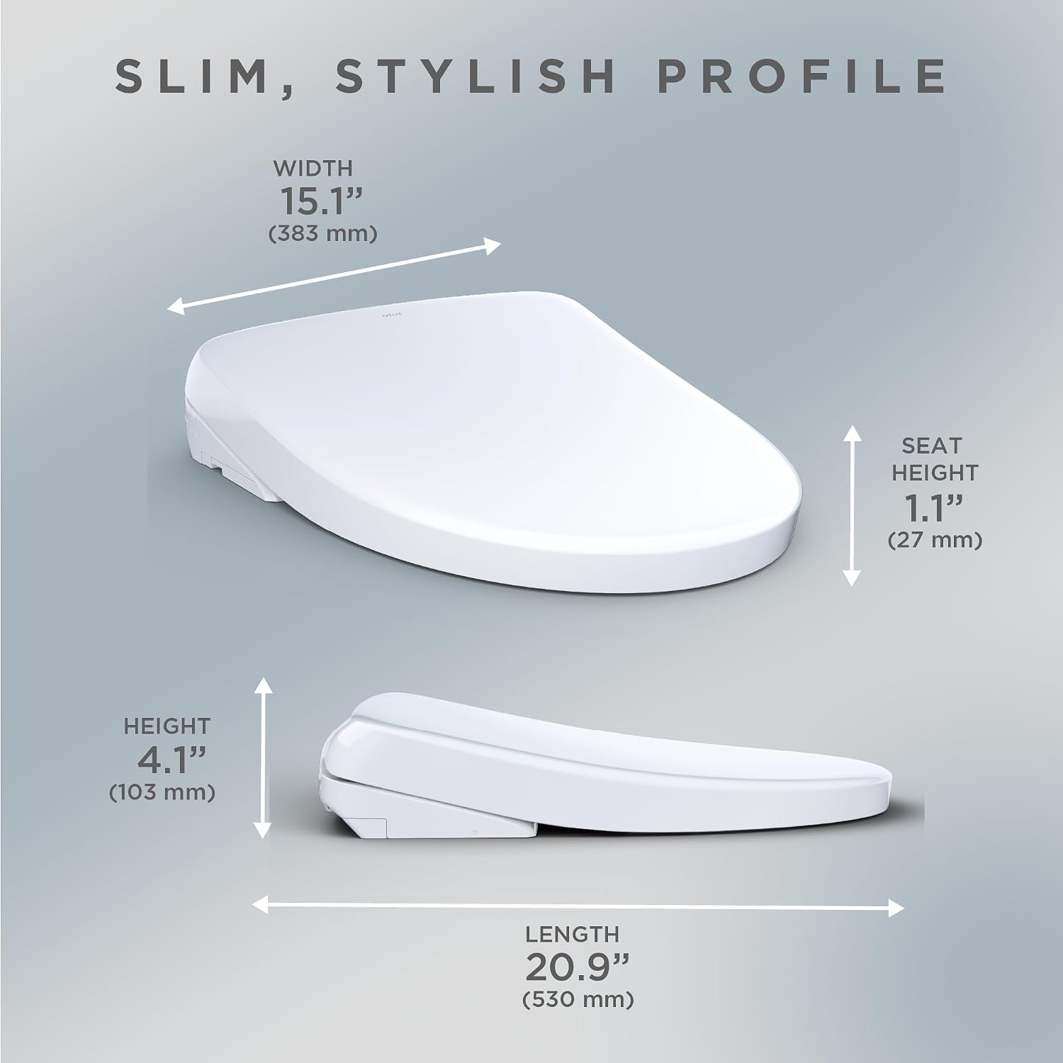 TOTO® WASHLET®+ S7A Electronic Bidet Toilet Seat with EWATER+® Bowl and Wand Cleaning, Auto Open and Close Contemporary Lid, Elongated, Cotton White - SW4736AT40#01