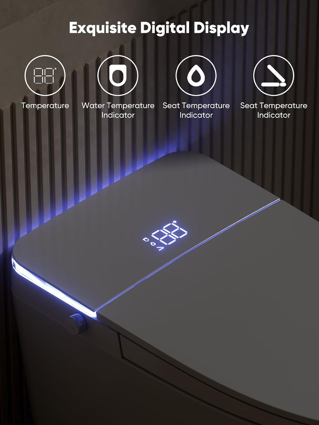 Smart Toilet with Bidet Bulit in, Auto Open/Close Lid, ADA Comfort Height Heated Seat, Dryer, Night Light, Foam Shield, Dual Auto Flush, Foot Sensor, Modern Elongated One-Piece Toilet
