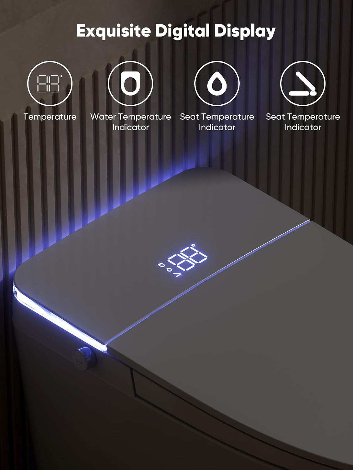 Smart Toilet with Bidet Bulit in, Auto Open/Close Lid, ADA Comfort Height Heated Seat, Dryer, Night Light, Foam Shield, Dual Auto Flush, Foot Sensor, Modern Elongated One-Piece Toilet