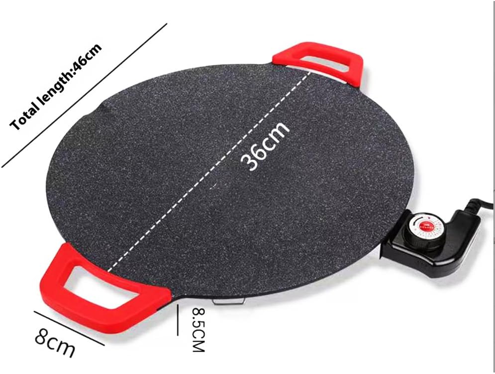 28CM Portable Non-Stick Electric Indoor Grill Pan, Household Round BBQ Griddle Plate Grill Pan Non-Stick Grill Adjustable Gears Barbecue