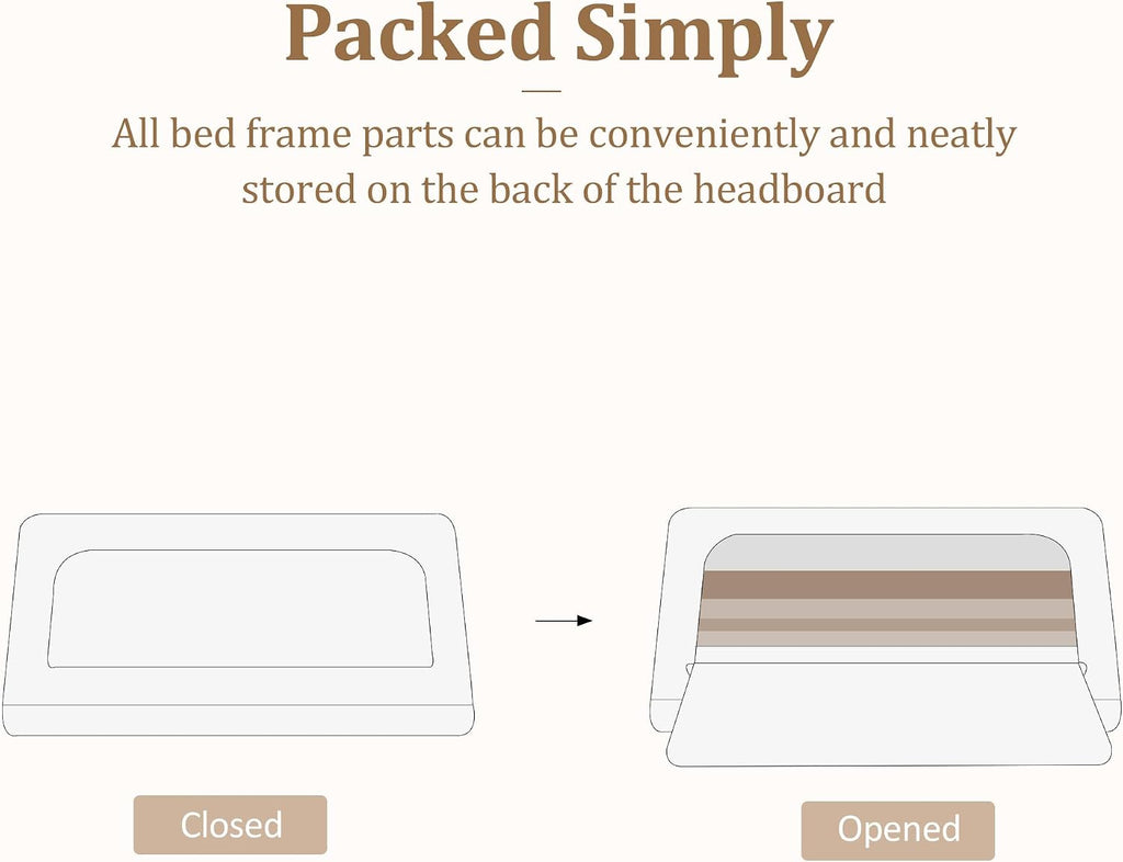 CXVX Queen Size Platform Bed Frame with Upholstered Headboard, Button Tufted Design, Strong Wooden Slats, No Box Spring Needed, Easy Assembly, Noise Free