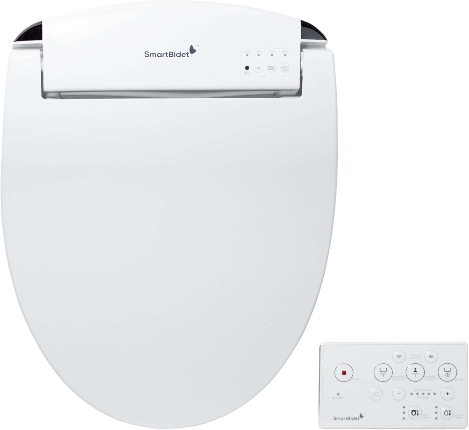 SmartBidet® SB-2400 Advanced Electric Smart Bidet™ Slim Profile Seat in Round White with Remote Control, LED Night Light, Stainless Steel Nozzle, Heated Seat, Warm Dryer