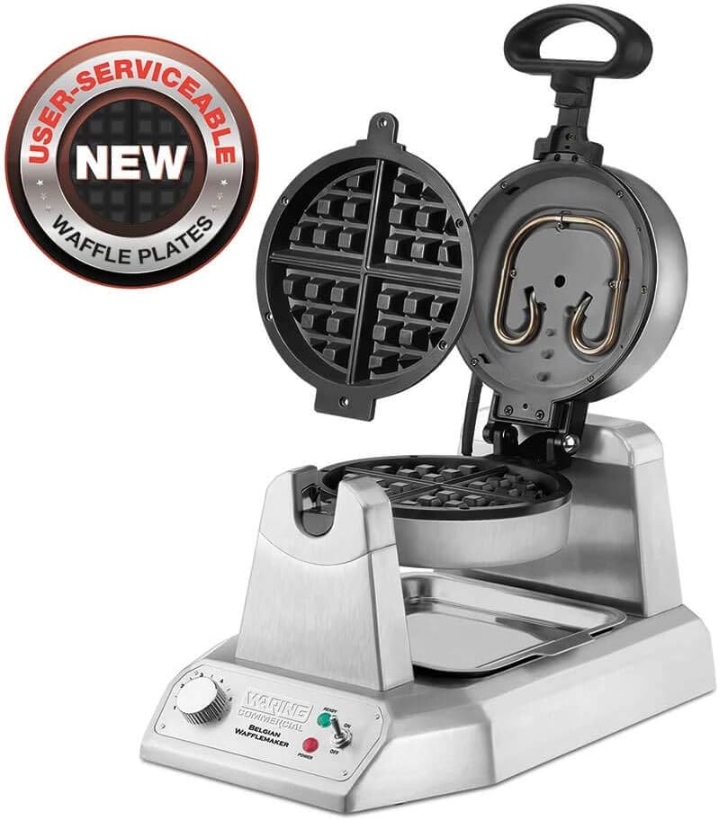 Waring Commercial Belgian Waffle Maker, 25 Waffles per Hour, Rotary Feature for Even Baking, Triple-Coated Nonstick Plates, NSF Certified, WW180X