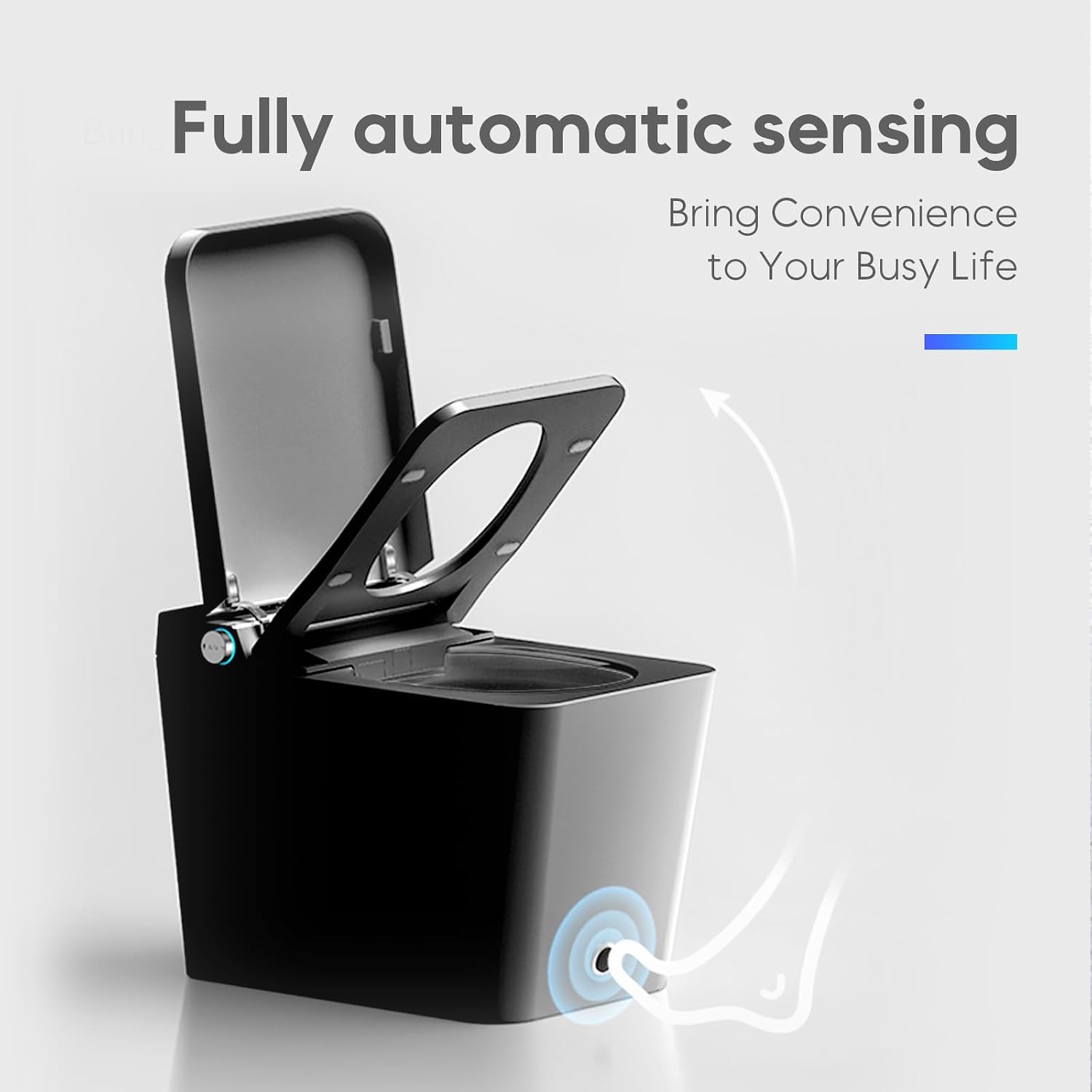 Black Square Luxury Smart Bidet Toilet with Remote Control, Tankless Design, Foot-Sensing Lid Operation, Auto Flush & Closing, Heated Seat & Warm Air Dryer, Unique Fashionable Shape