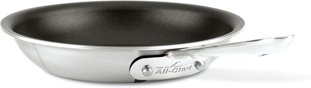 All-Clad D5 8 Inch Brushed Stainless Steel Pro Non Stick Frying pan, 5-Ply Stainless Steel Pan, Induction, Oven Broiler Safe 500F Skillet, Professional Cookware, Silver