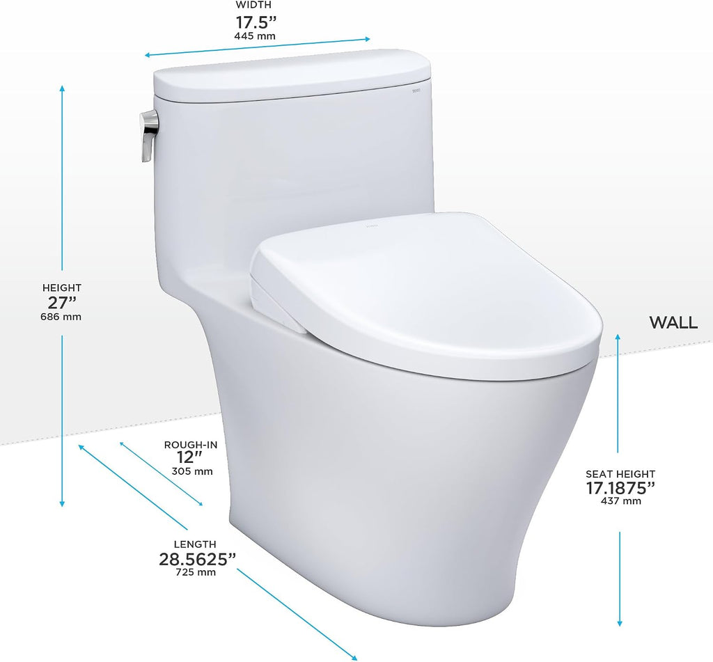TOTO® WASHLET®+ Nexus® One-Piece Elongated 1.28 GPF Toilet and WASHLET S5 Bidet Seat, Cotton White - MW6423446CEFG#01