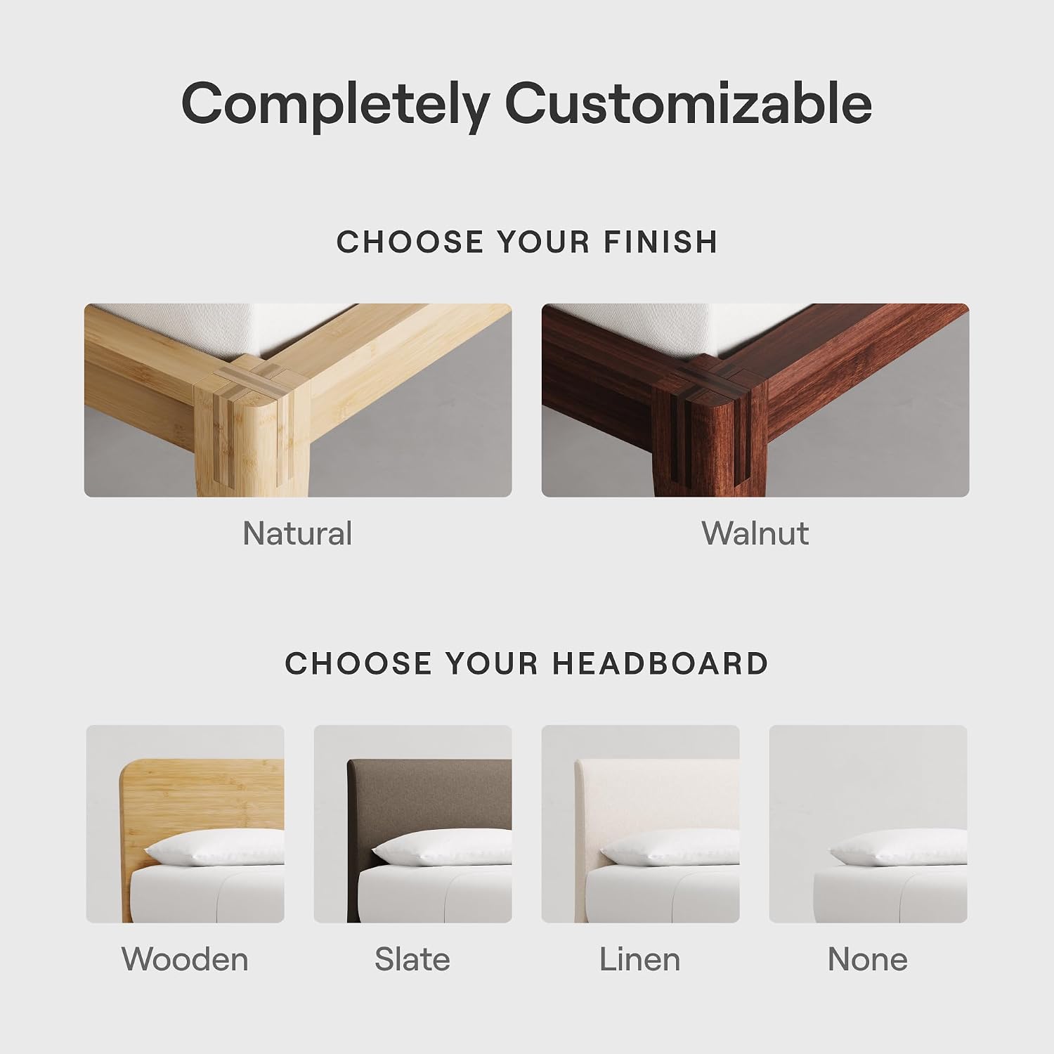 Nectar Bamboo Platform Bed Frame - Twin - Natural - Floating Center Support Legs - 12' Height - Easy Tool Free Set Up - Contemporary and Durable - Sturdy Wooden Support Slats - Holds Up to 500 Pounds