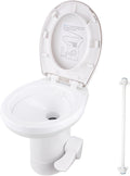Yescom RV Camper Toilets Gravity Flush 20' High Elongated Foot Pedal for Travel Trailer Motorhome Caravan White HDPE Portable Restroom Toilet Fits for Marine
