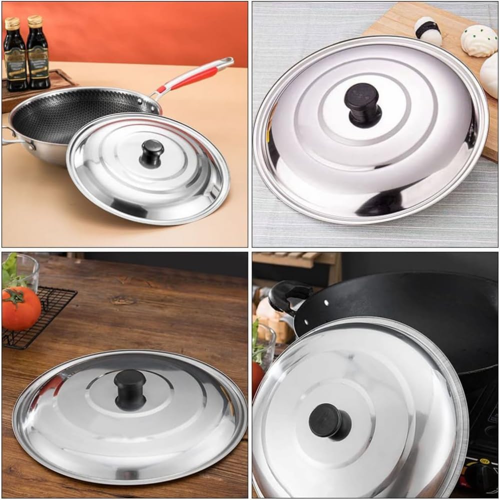 Splatter Covers,Stainless Steel Pot Cover Pan Lid: Metal Food Cover, Round Basting Steaming Cover, Stainless Steel Griddle Grill Plate Tent for Flat Top Griddle Grill Indoor Outdoor-64cm