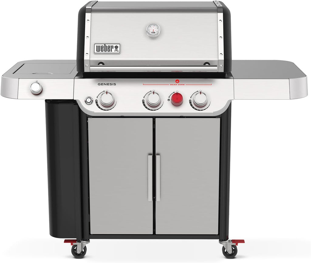 Weber Genesis S-335 Liquid Propane Gas Grill for Outdoor Cooking, Stainless Steel, 3 Burners and 1 Side Burner – Stainless Steel Cooking Grates, PureBlu Burners & Sear Zone