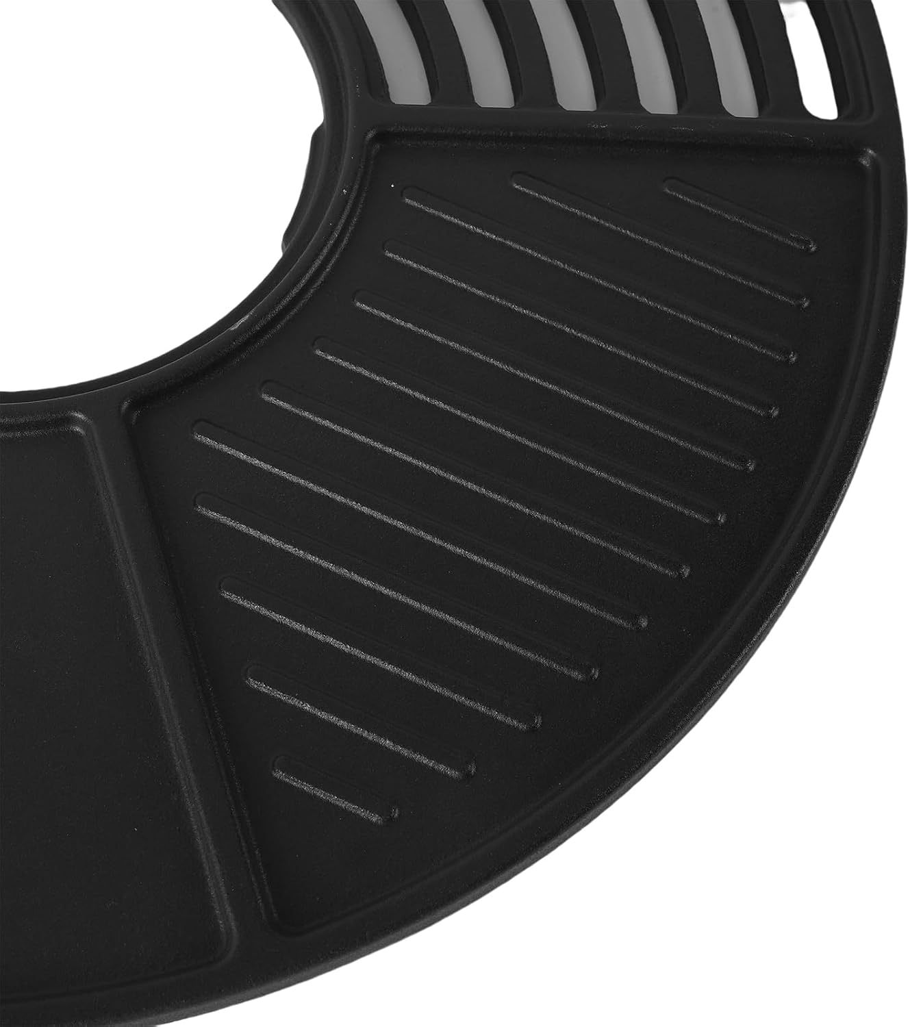 Grill Plate, 42cm Round Cast Iron Grill Pan with Enamel Non Stick Coating, for Indoor Outdoor Camping Picnics Charcoal Gas Stove