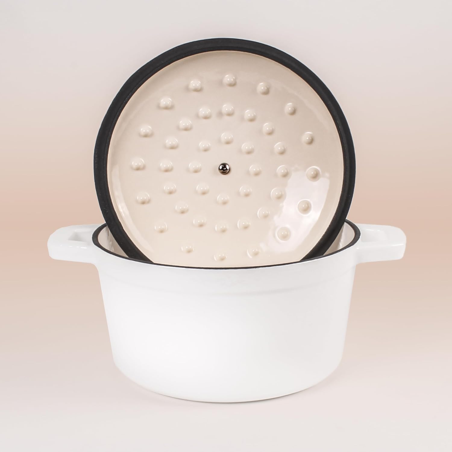 BergHOFF 3Pc Neo Enameled Cast Iron Cookware Set, 3qt. Dutch Oven, Matching Lid, Square Grill Pan 11 Inches, Oven Safe Up To 400°F, White