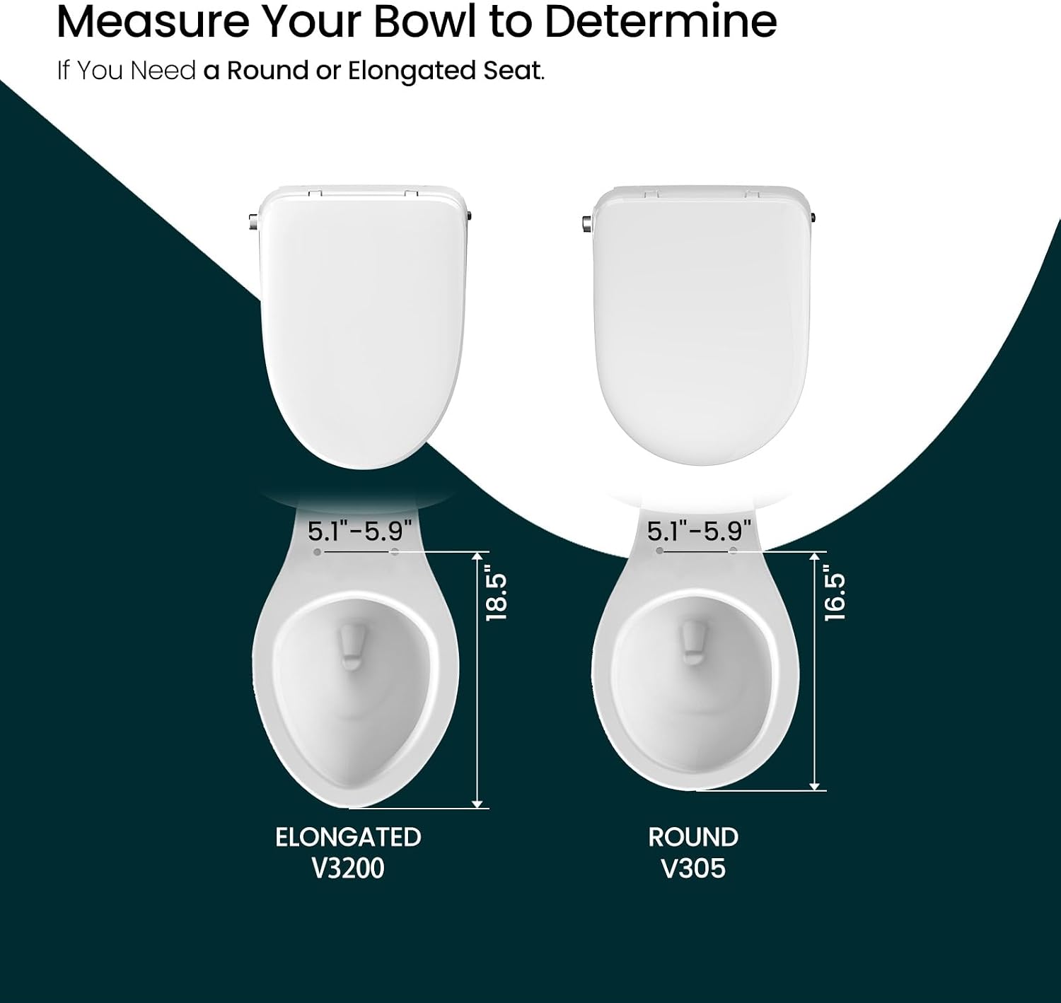R&T V305 Round Bidet Toilet Seat, Electri Bidet Seat with Adjustable Warm Water, Air Dryer, Heated Seat, Night Light, Deodorization