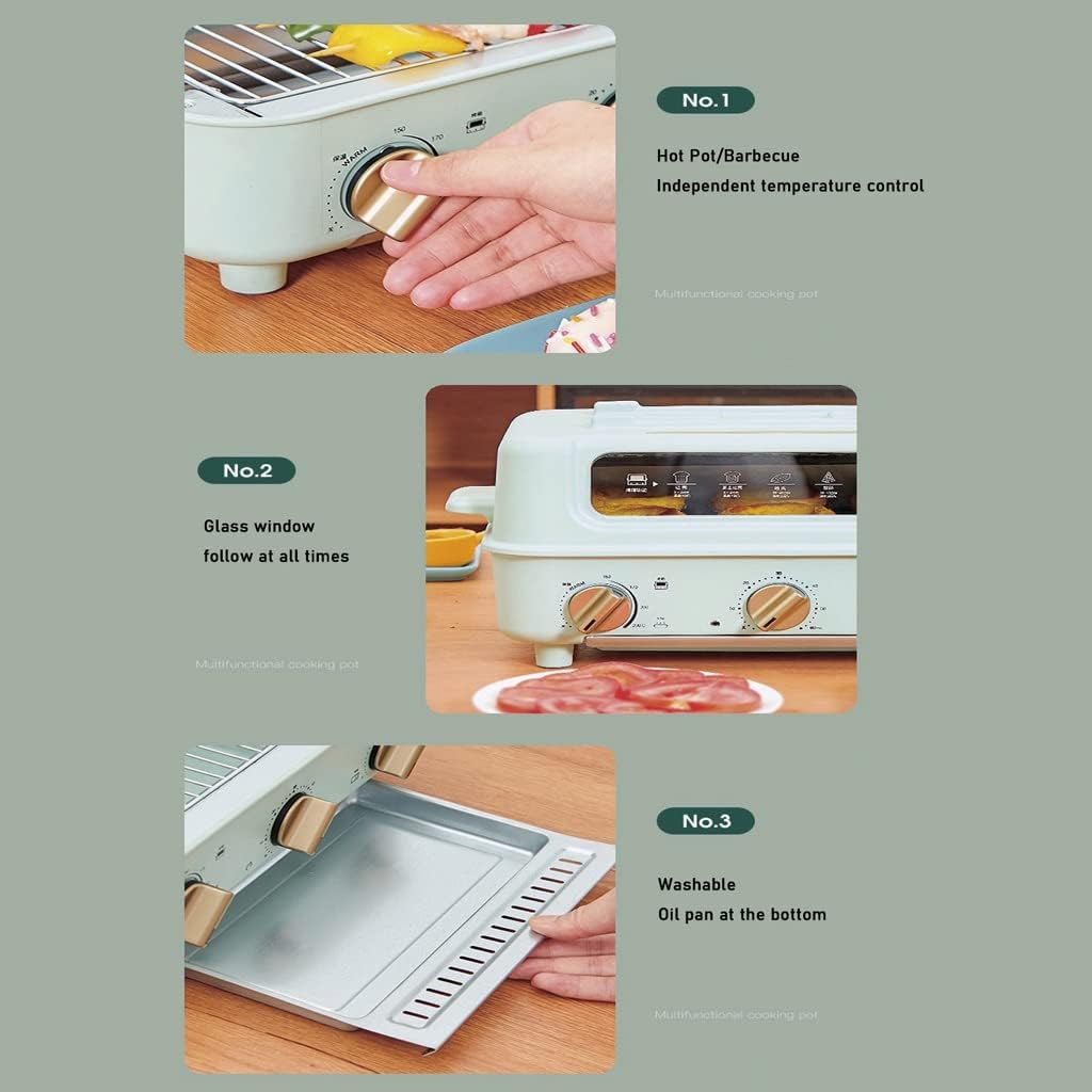 YYDS Hot Pot Hot Pot Roast Shabu Steaming Frying Non-Stick Pan Folding Electric Baking Tray Household Multi-Function Cooking Electric Grill (Color : A)