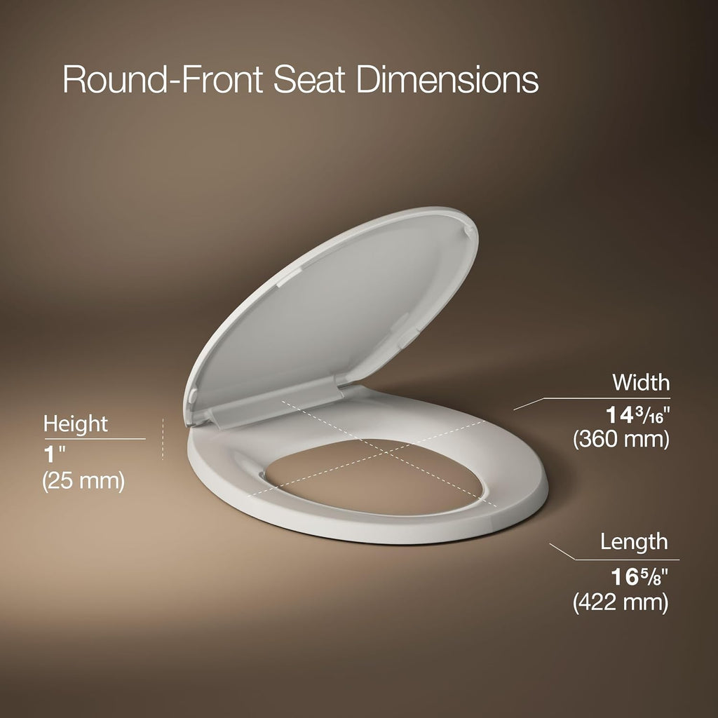 Kohler K-4662-56 Q2 Round Closed-Front Toilet Seat with Quick-Release and Qu, Grey Color LUSTRA, Tender Gray
