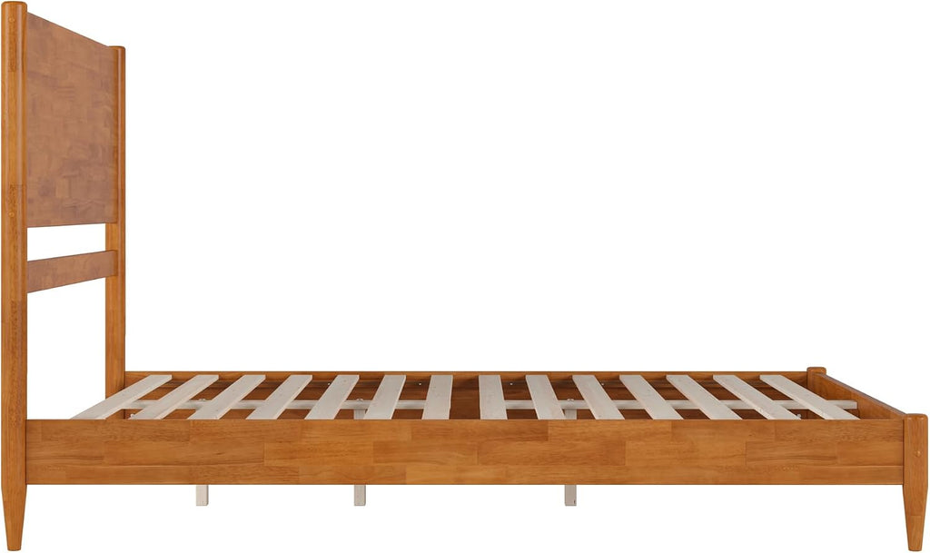 AFI, Pasadena Queen Solid Wood Low Profile Platform Bed, Light Toffee