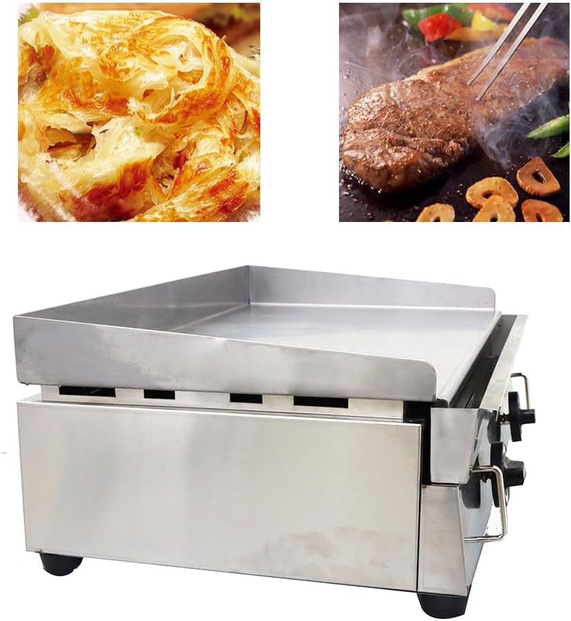 Commercial Countertop Griddle 2800Pa LPG Gas Grill Griddle Outdoor Flat Top Grill Griddle with Low Pressure Valve, Adjustable Temperature 122°F-572°F & 29.1x15.75in Hotplate for Home Kitchen