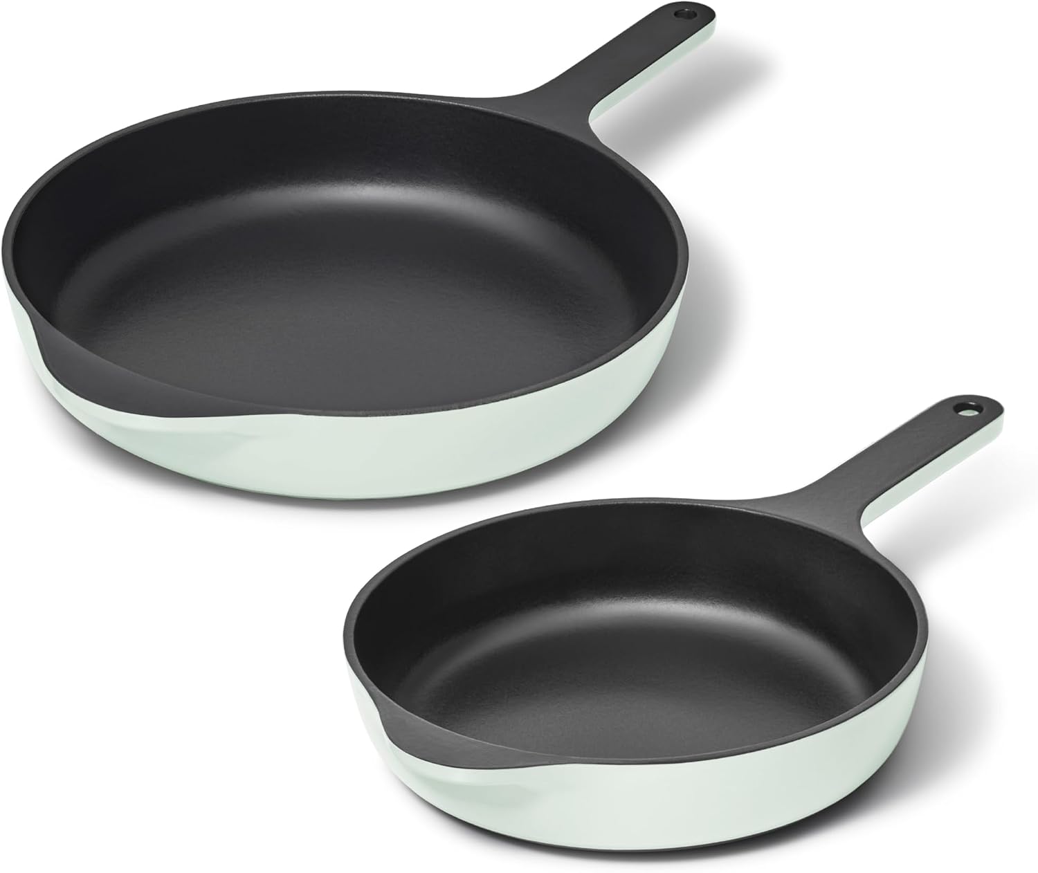 Caraway Cast Iron Skillet Set - 8' & 10.5' Enameled Cast Iron Pan With 3 Layer Enamel Coating - No Seasoning Required - Compatible With All Stovetops - Free From Forever Chemicals - Mist