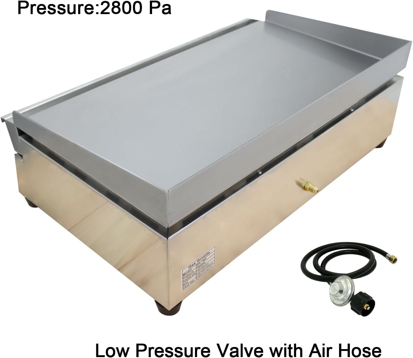 Commercial Countertop Griddle 2800Pa LPG Gas Grill Griddle Outdoor Flat Top Grill Griddle with Low Pressure Valve, Adjustable Temperature 122°F-572°F & 29.1x15.75in Hotplate for Home Kitchen
