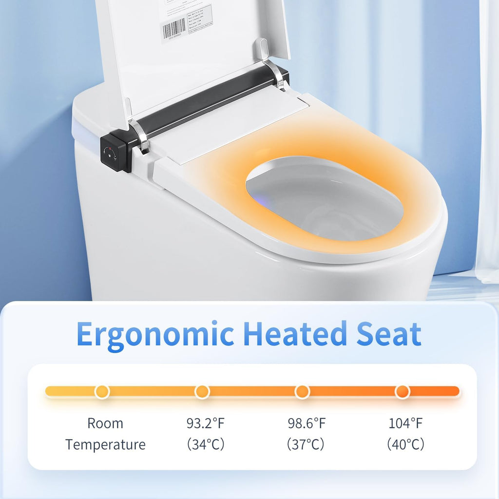 Tankless Smart Toilet with Bidet Built-In Ultimate Model Auto Open/Close Seat Foot Sensor LED Display Night Light Revolving Lamp Warm Water & Dryer Adjustable Temp Side Knob (S21G)