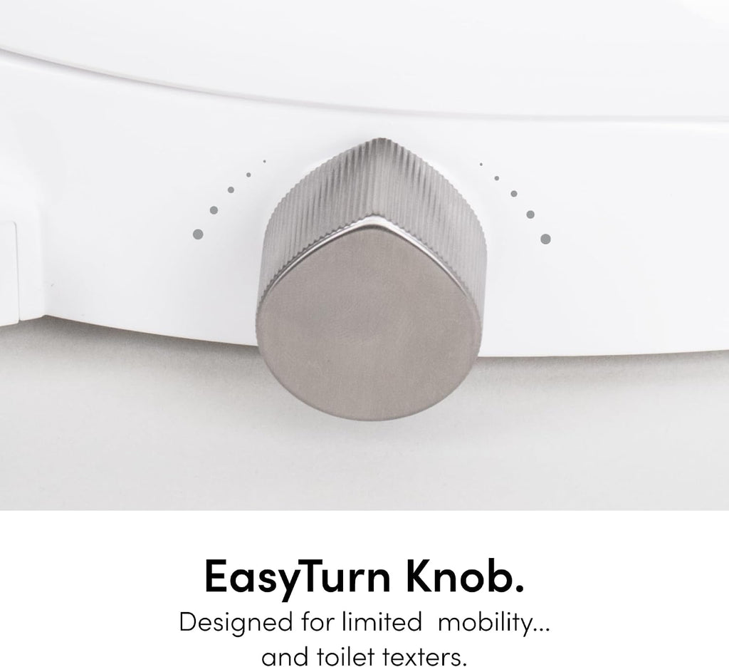 TUSHY Wave Non-Electric Bidet Toilet Seat: Sleek Round Design, Quick-Release for Easy Cleaning (DuoFlow Front & Rear Wash, Self-Cleaning Nozzle, Soft-Close Lid), 10-Min DIY Install, Bamboo Knob