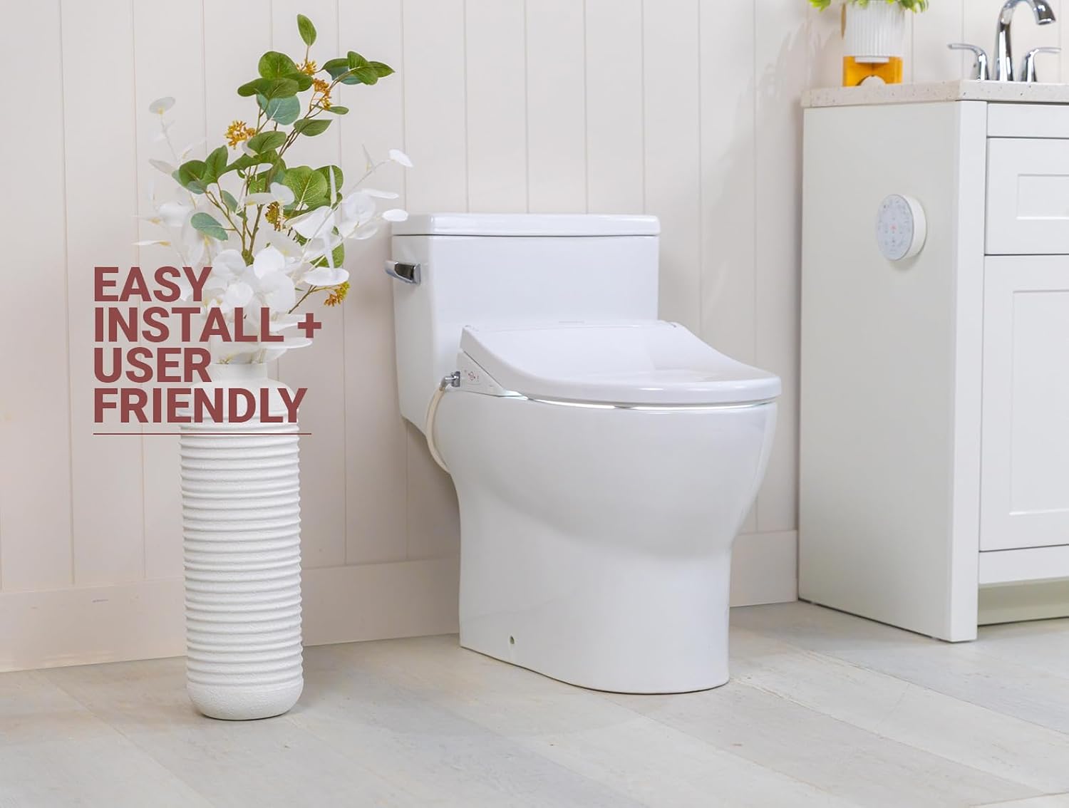 BidetKing Crown Elongated Bidet Toilet Seat, Endless Warm Water, Strong Spray, Backlit Remote, Multi-color LED, Ultra Slim, Stainless Steel Nozzle, Sittable Lid, 3 Year Warranty