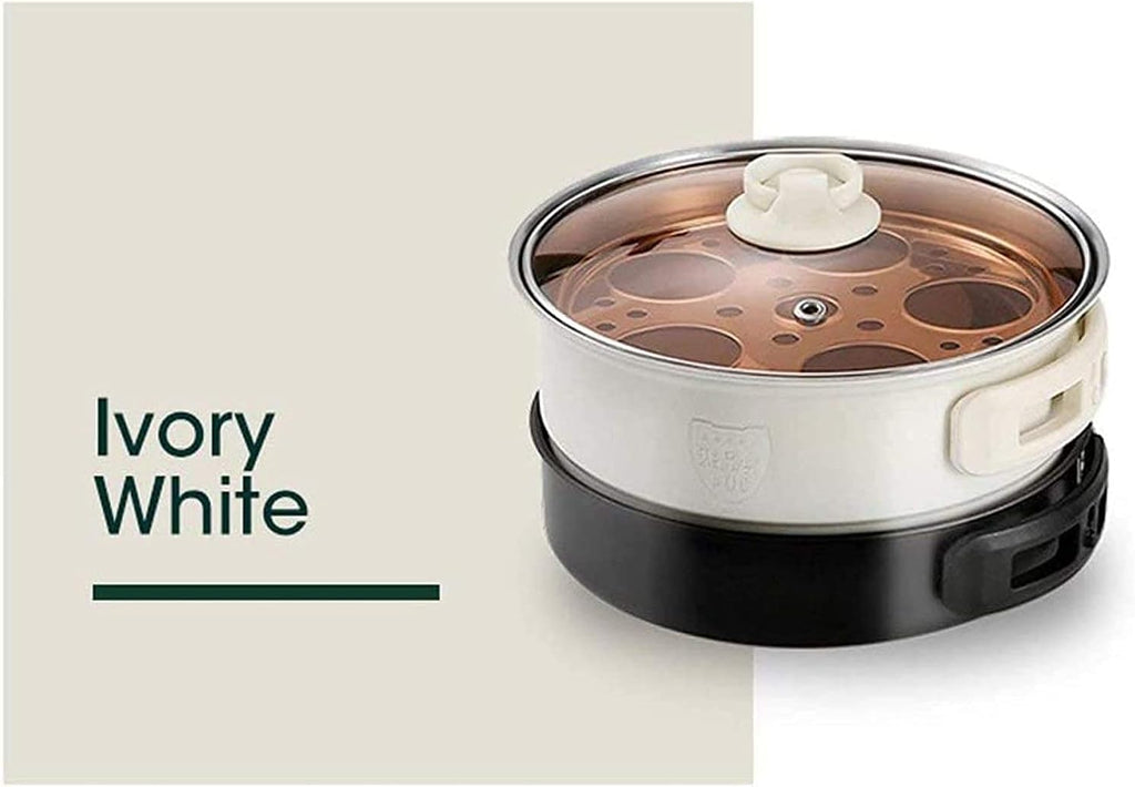 BBQ Smokeless Grill Folding Mini Electric Cooking Pot Food Grade 304 Stainless Steel Electric Heating Pot Adjustable Temperature Non-stick and Easy to Clean,White (Color : White)