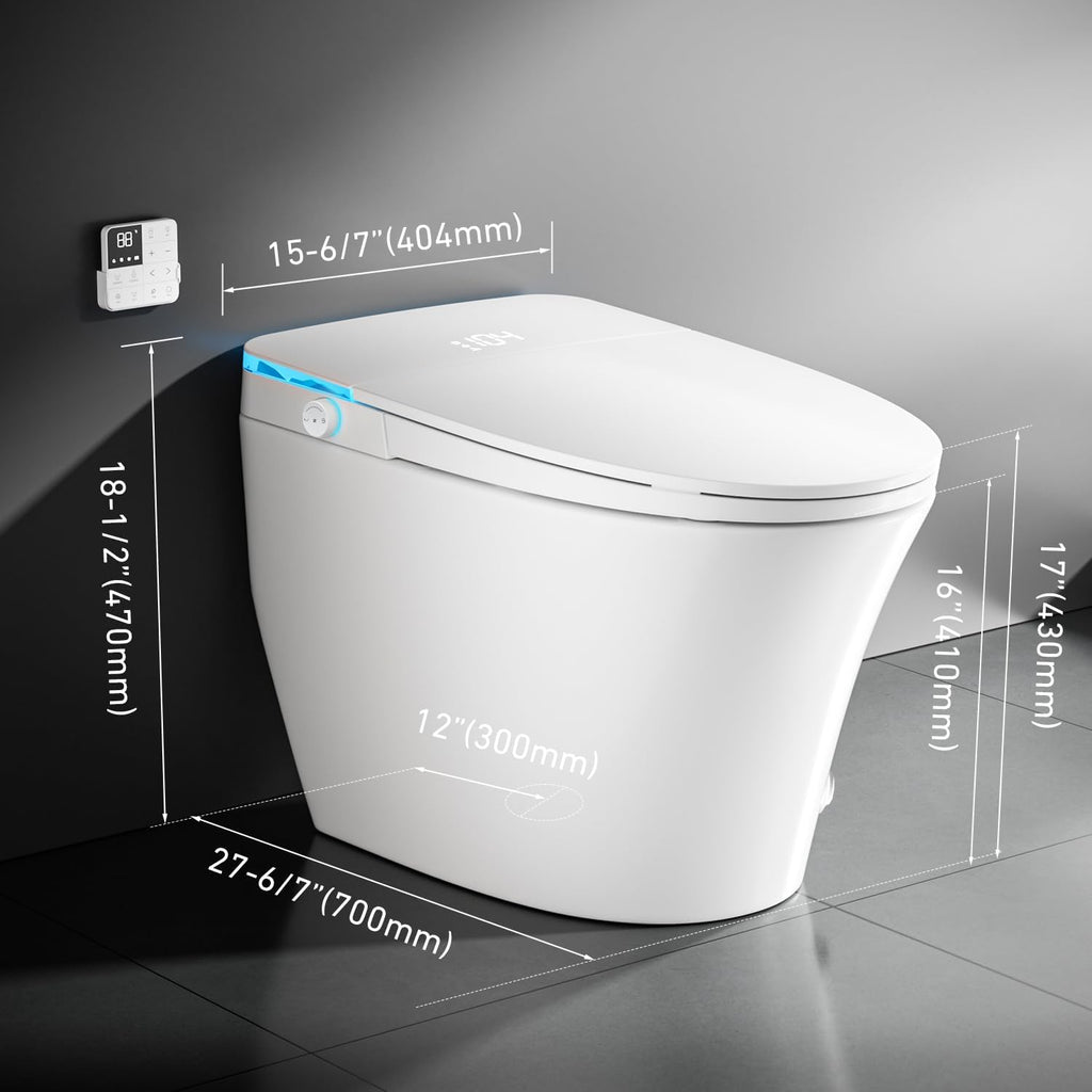 Luxsury Smart Toilet with Bidet Built-In, Bidet Toilet with Foam Shield, Deodorization, Elongated Heated Seat & Auto Flush, ADA Height, Instant Warm Water, Air Dryer, Night Light