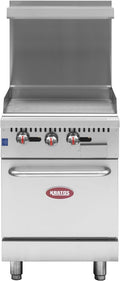 Kratos 24' Wide Commercial Gas Range with Griddle Top and 30,000 BTU Oven, Stainless Steel Griddle for Restaurants, Natural Gas