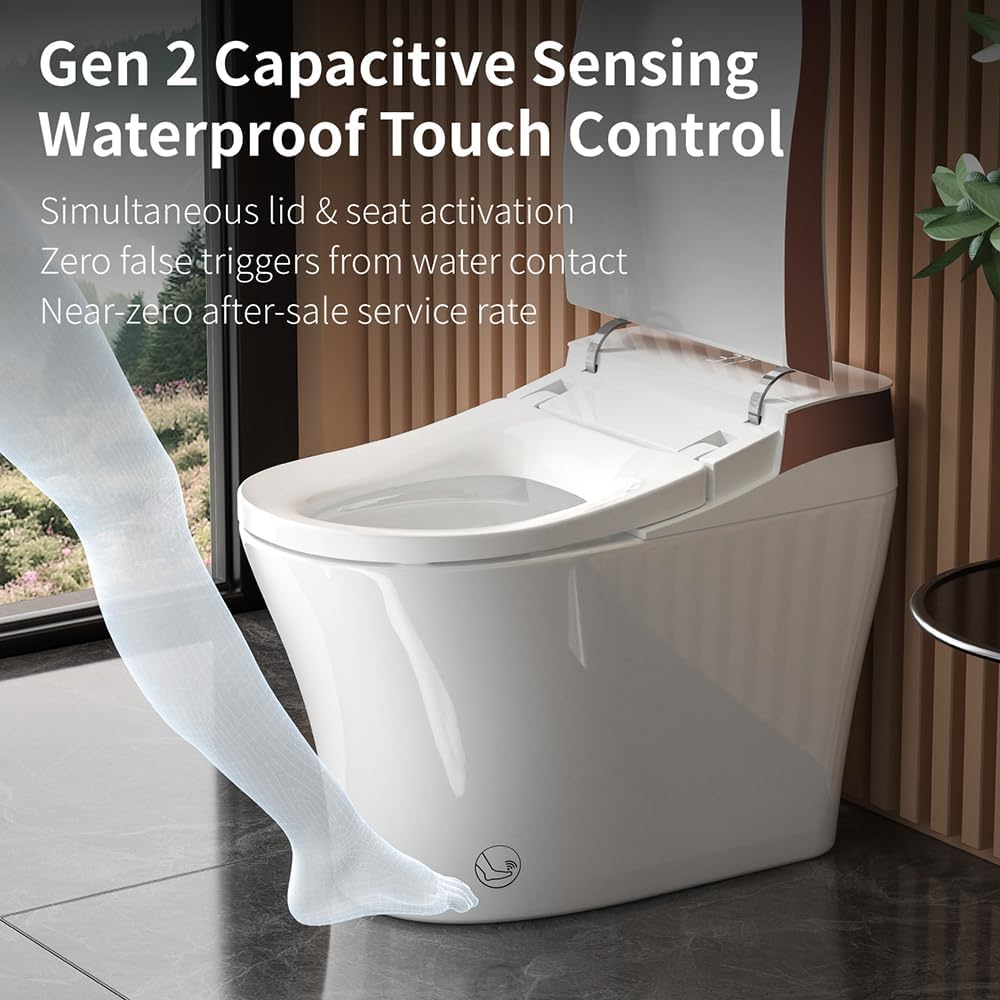 Smart Toilet Bidet with Auto Open Close One Elongated Toilet with Tank Built in,with Warm Water Sprayer and Dryer, Instant Warm Water,Heated Seat,CSA,Power Outage Flushing Mode