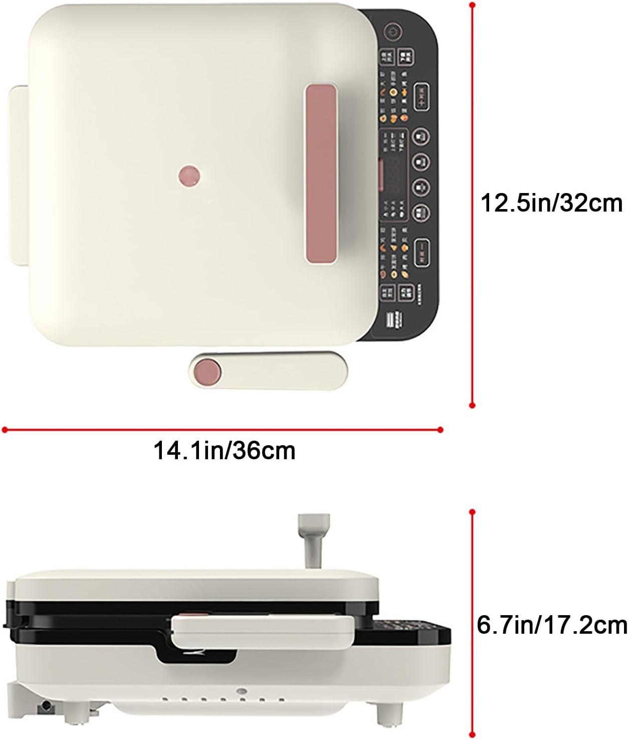 Electric Frying Pan, Electric Baking Pan, Double-Sided Electric Skillet, Non-Stick Coating, Removable, Easy to Clean