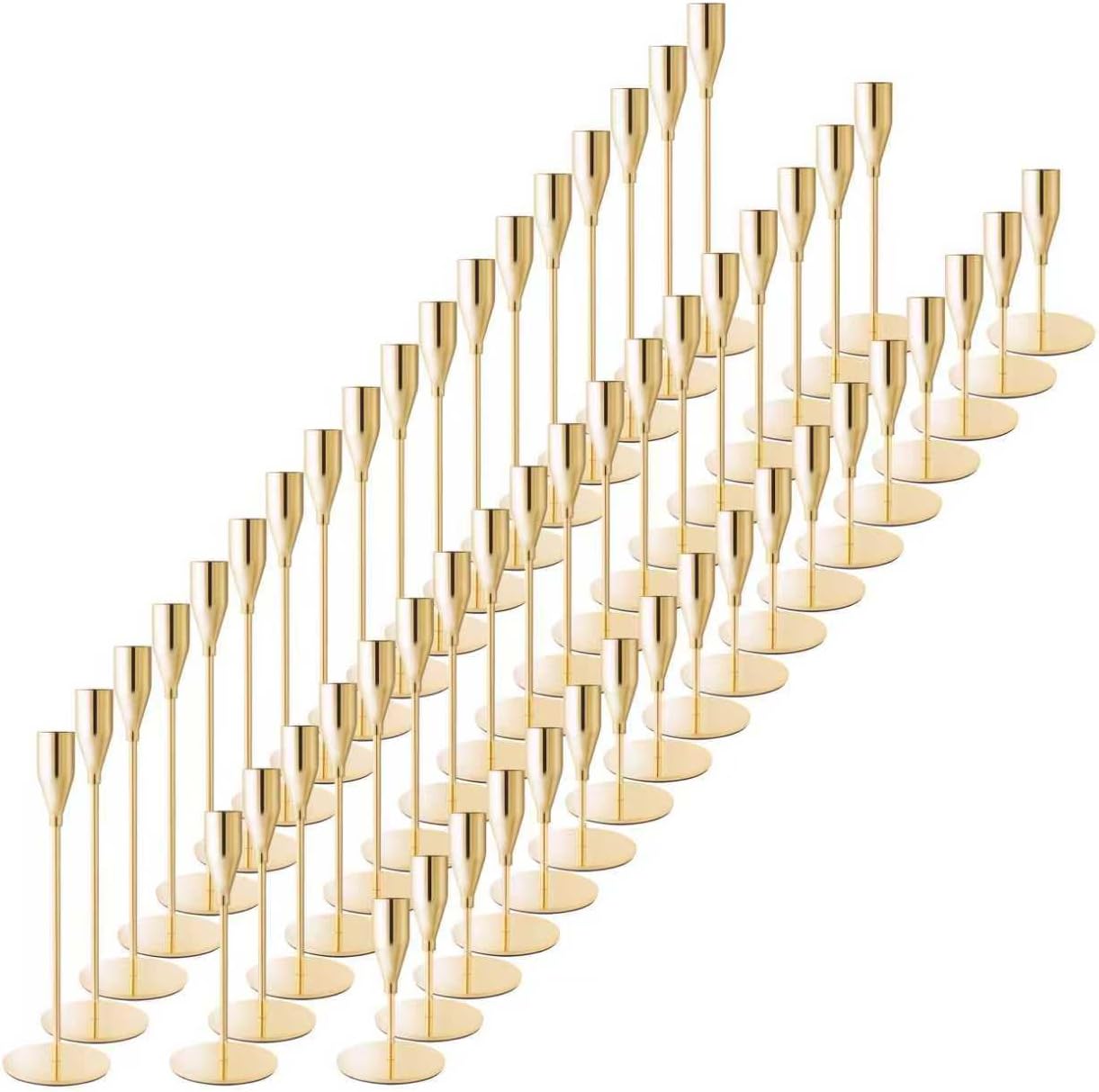 Taper Candle Holders,Tall Metal Candlestick Holders,French Gold,Set of 54,Three Heights,Candle Stick Holder Bulk for Wedding Centerpiece Decoration,Dinning,Festival,Party or Home Decor