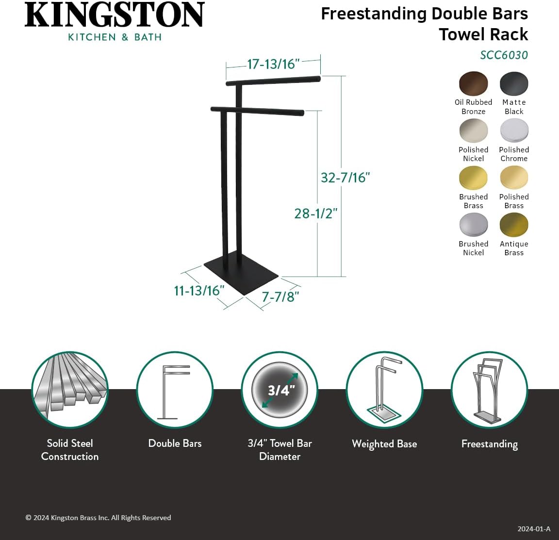 Kingston Brass SCC6035 Edenscape Freestanding Towel-Rack, Oil Rubbed Bronze