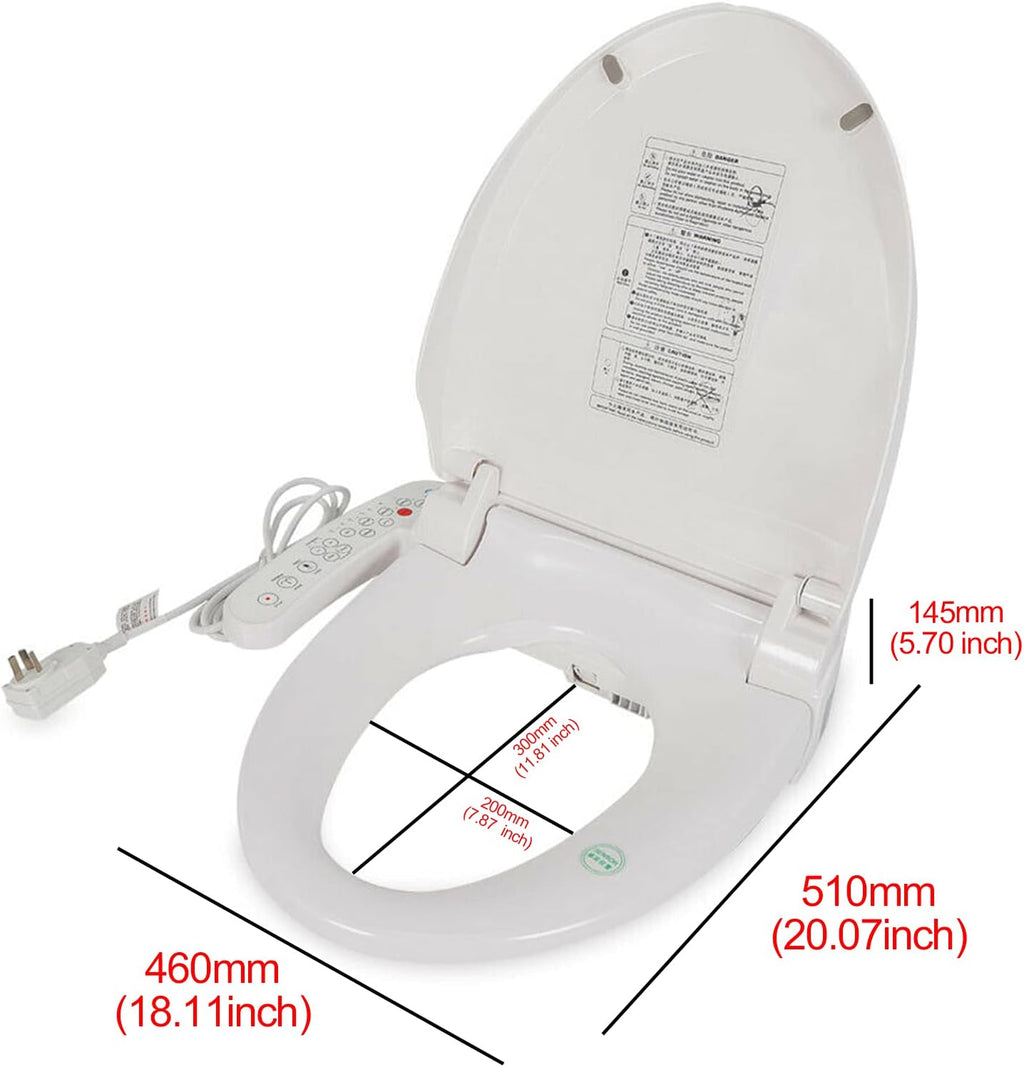 Heated Bidet Toilet Seat with Adjustable Water Temperature- Electric Smart Bidet Seat with Massage Function, Night Light | 1300W Flushing Power | Fits Standard Toilets