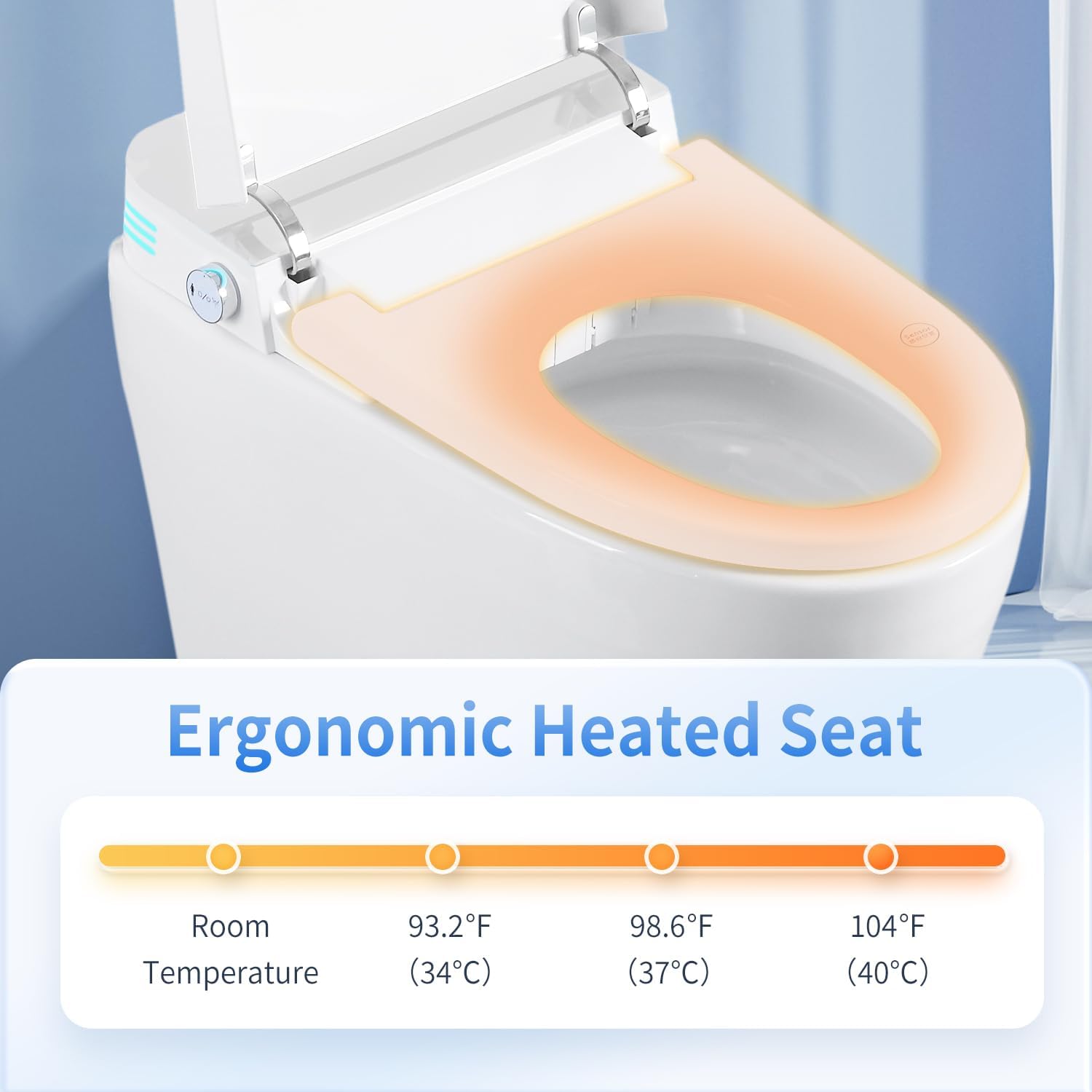 Tankless Smart Toilet with Bidet Built-In Base Model Auto Flush Heated Seat Warm Water & Dryer Adjustable Temp Side Knob (S61B)