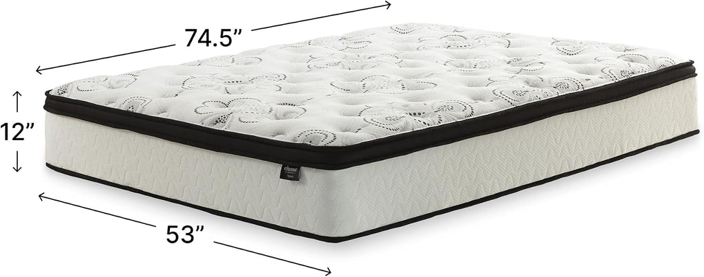 Signature Design by Ashley Chime 12 Inch Hybrid Full Mattress, Memory Foam with Lumbar Support, High-Density Foam & Pocketed Coils for Comfort & Back Support, Mattresses in a Box, Full Size
