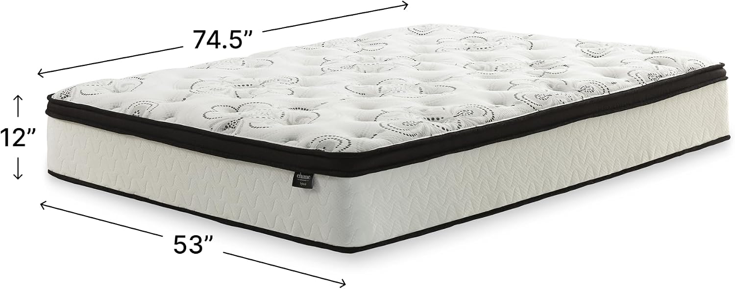 Signature Design by Ashley Chime 12 Inch Hybrid Full Mattress, Memory Foam with Lumbar Support, High-Density Foam & Pocketed Coils for Comfort & Back Support, Mattresses in a Box, Full Size