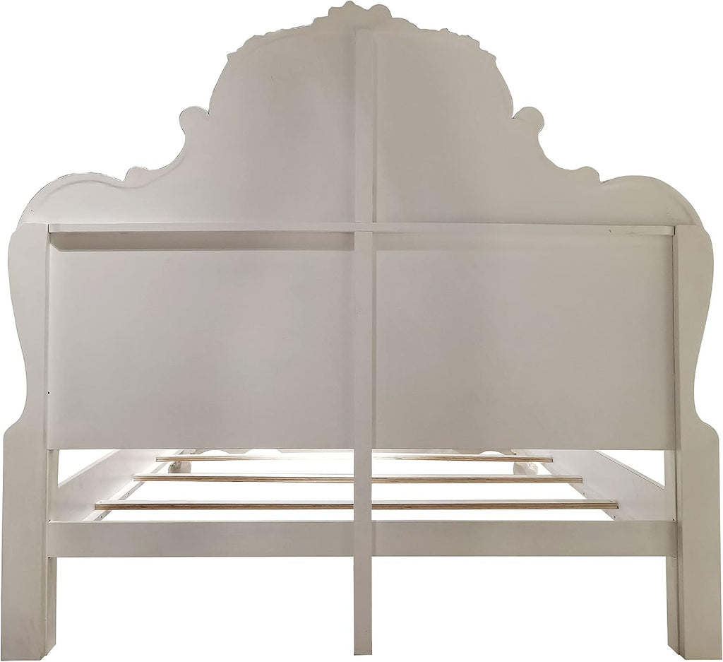 Acme Dresden Wooden California King Bed with Arched Headboard in Bone White