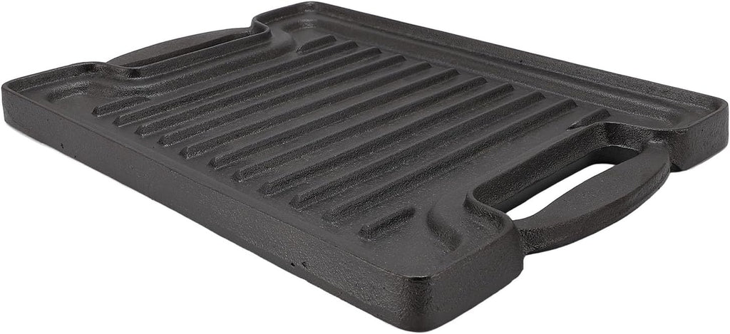 Cast Iron BBQ Grill Plate Rectangular, Thickened Even Heating Griddles for Meats Vegetables - Durable Heat, Multipurpose Cooking, Ideal for Outdoor and Indoor Use