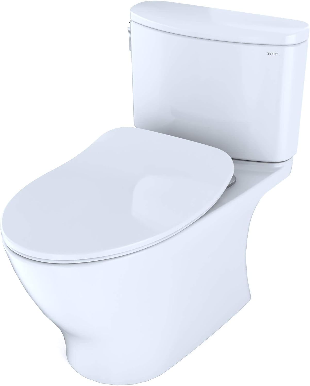 TOTO Nexus Two-Piece Elongated 1.28 GPF Universal Height Toilet with CEFIONTECT and SS234 SoftClose Seat, WASHLET+ Ready, Cotton White - MS442234CEFG#01