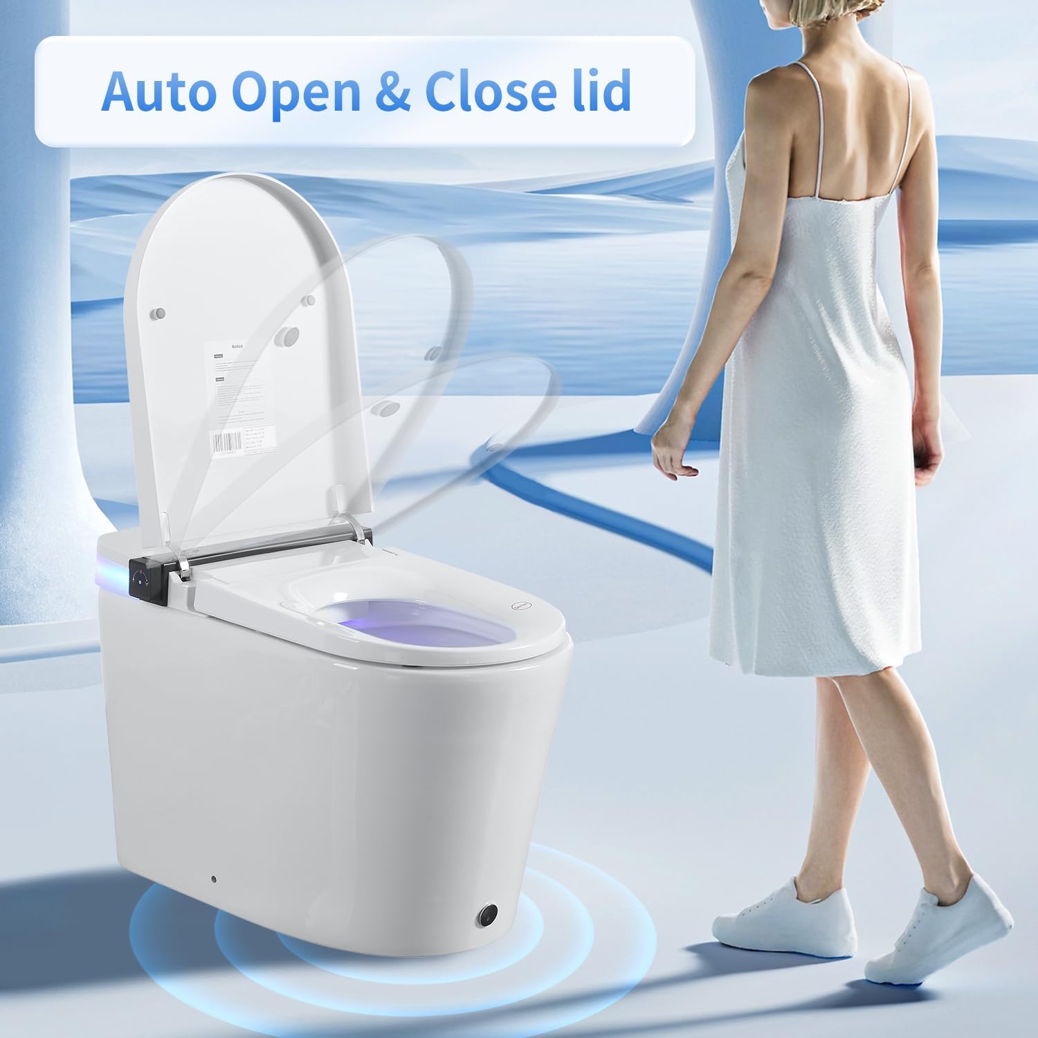 Tankless Smart Toilet with Bidet Built-In Ultimate Model Auto Open/Close Seat Foot Sensor LED Display Night Light Revolving Lamp Warm Water & Dryer Adjustable Temp Side Knob (S21G)
