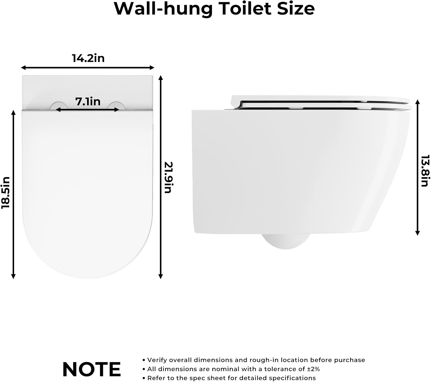 Wall Hung Toilet, Smart Toilet with in-Wall Tank System,One-Piece Bidet Toilet Combo,Heated Seat,Warm Air Dryer,Auto Flush,Space-Saving, Compact, Soft-Close Lid
