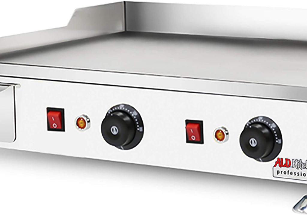 ALDKitchen Flat Top Griddle | Teppanyaki Grill with Dual Thermostat | No plug | 110V (24.25' x 17.59')