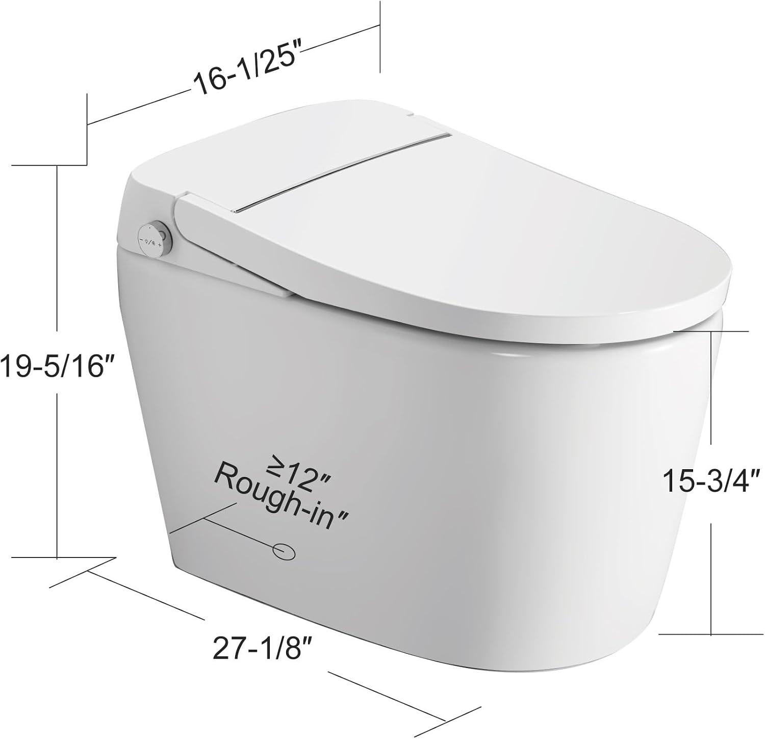 Smart Toilet with Auto Open Close, One Piece Elongated Toilet with Foot Sensor, Comfort Height, Blackout Flush, Auto Flush, Heated Seat, Nightlight for Bathroom