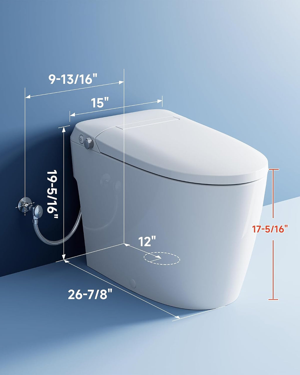 HOROW HR-T30 Non-Electric Bidet Toilet, Tankless Toilet with ADA Chair Height, 1.0GPF and Powerful Flush, Skirted One Piece Toilet for Bathroom, 12' Rough in