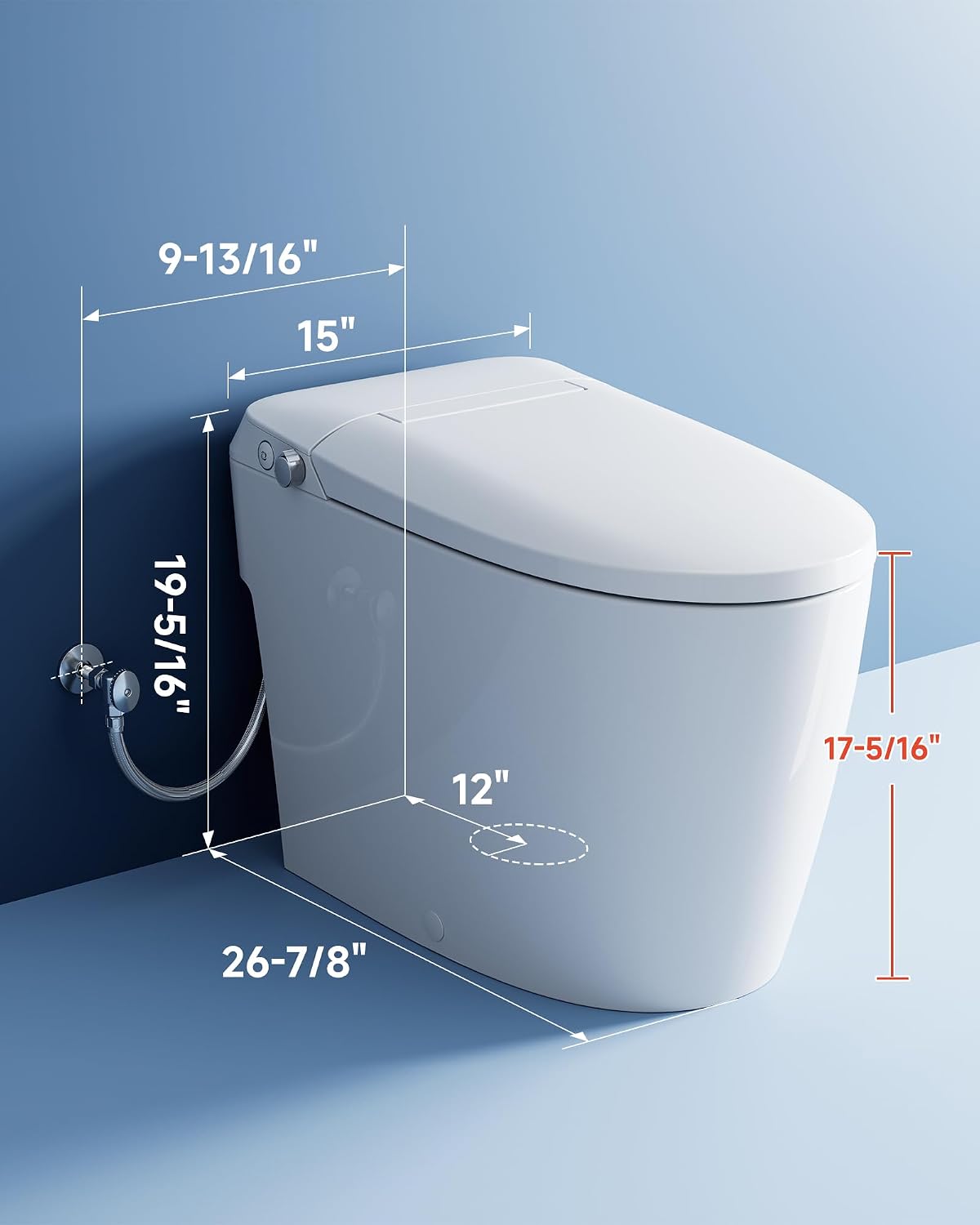 HOROW HR-T30 Non-Electric Bidet Toilet, Tankless Toilet with ADA Chair Height, 1.0GPF and Powerful Flush, Skirted One Piece Toilet for Bathroom, 12' Rough in