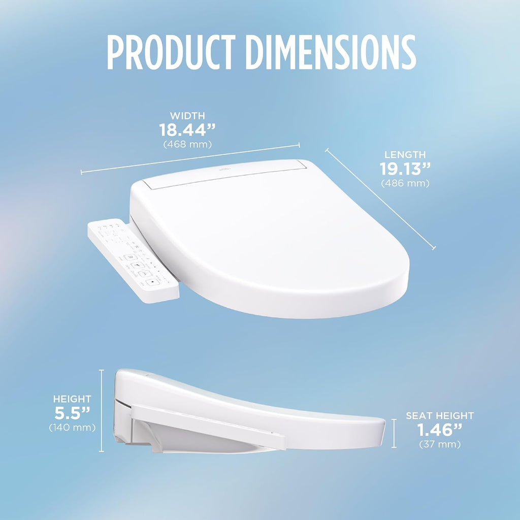 TOTO® WASHLET® S2 Electronic Bidet Toilet Seat with Instantaneous Water Heating, PREMIST and EWATER+ Wand Cleaning, Round, Cotton White - SW3345#01