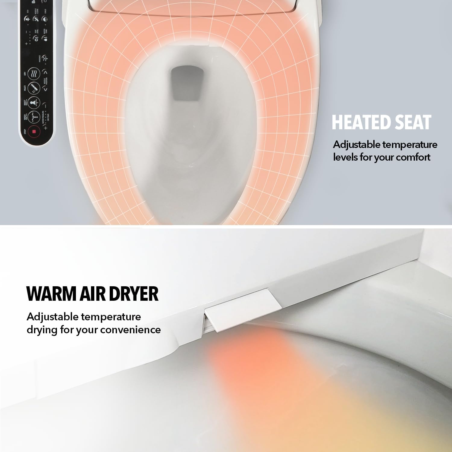 Barumi Bidet [BM-4000], Electric Bidet Toilet Seat, Heated Seat, Warm Water, Position Control, Eco-Mode, Self Cleaning